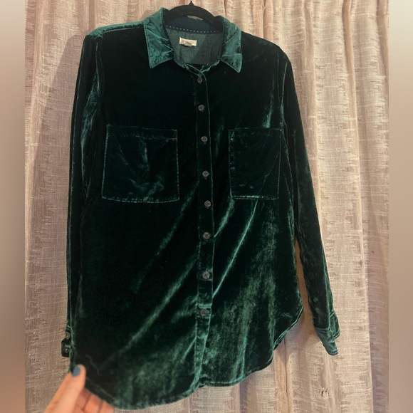 Anthropologie Pilcro Relaxed Velvet Button-Down Shirt, NEW - Picture 6 of 14
